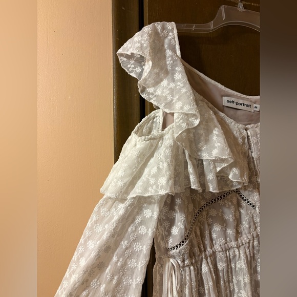 Self Portrait Daisy Midi Dress in White - Picture 6 of 14